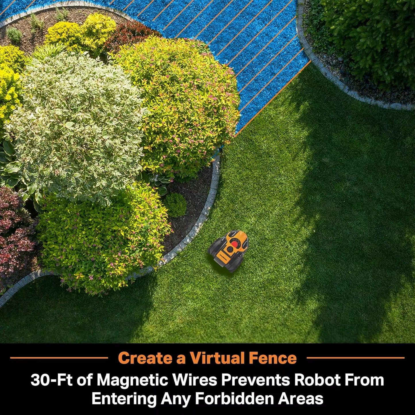 Ocumow™ Robot Lawn Mower Perimeter Wire Free Robotic for Small Yards up to 1000 Square Feet Optical Navigation Automa